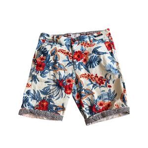 Cactus Man Ricky Singh Men’s Tropical Hibiscus Chino Shorts Size 29 Beach Resort